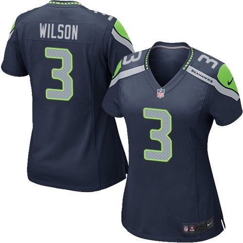 Women's Nike Seattle Seahawks #3 Russell Wilson Game Navy Blue Team Color NFL Jersey