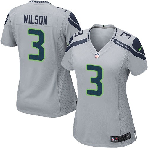 Women's Nike Seattle Seahawks #3 Russell Wilson Game Grey Alternate NFL Jersey