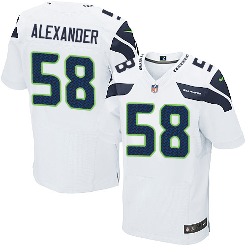 Men's Nike Seattle Seahawks #58 D.J. Alexander Elite White NFL Jersey