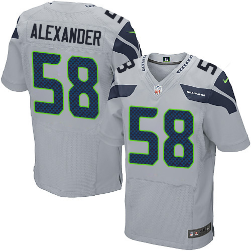 Men's Nike Seattle Seahawks #58 D.J. Alexander Elite Grey Alternate NFL Jersey
