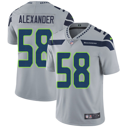 Men's Nike Seattle Seahawks #58 D.J. Alexander Grey Alternate Vapor Untouchable Limited Player NFL Jersey