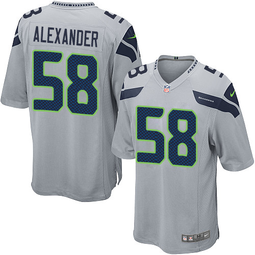 Men's Nike Seattle Seahawks #58 D.J. Alexander Game Grey Alternate NFL Jersey