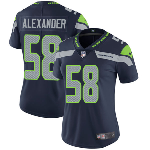 Women's Nike Seattle Seahawks #58 D.J. Alexander Navy Blue Team Color Vapor Untouchable Elite Player NFL Jersey