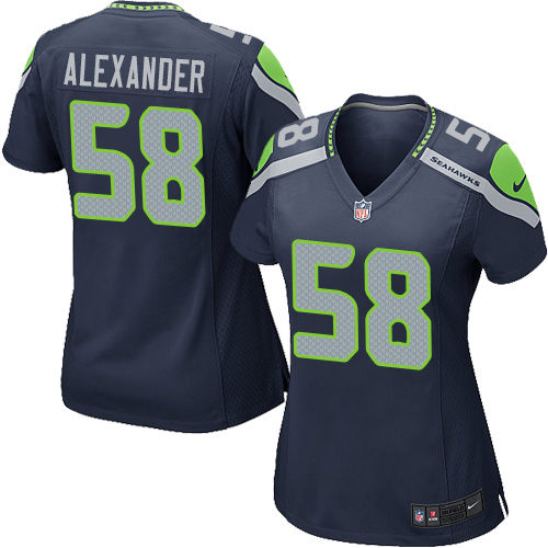 Women's Nike Seattle Seahawks #58 D.J. Alexander Game Navy Blue Team Color NFL Jersey