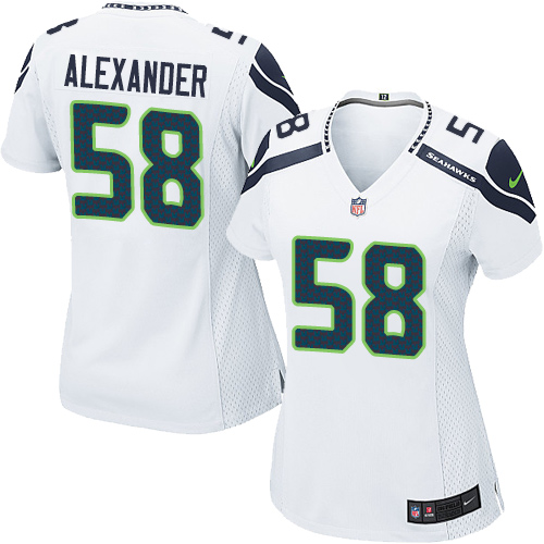 Women's Nike Seattle Seahawks #58 D.J. Alexander Game White NFL Jersey