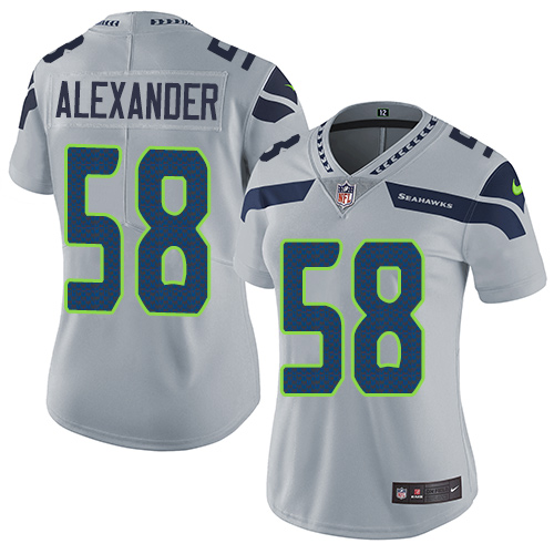 Women's Nike Seattle Seahawks #58 D.J. Alexander Grey Alternate Vapor Untouchable Limited Player NFL Jersey