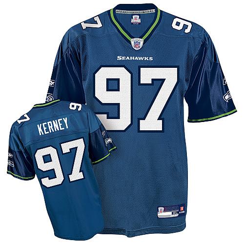 Reebok Seattle Seahawks #97 Patrick Kerney Navy Blue Replica Throwback NFL Jersey