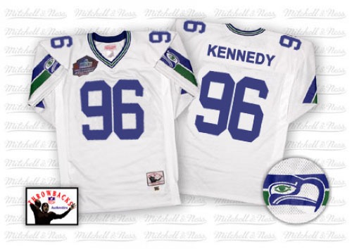 Mitchell And Ness Seattle Seahawks #96 Cortez Kennedy White Hall of Fame 2012 Authentic Throwback NFL Jersey
