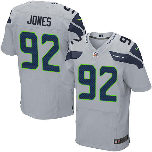 Men's Nike Seattle Seahawks #92 Nazair Jones Elite Grey Alternate NFL Jersey