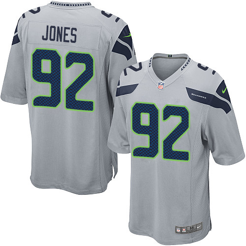 Men's Nike Seattle Seahawks #92 Nazair Jones Game Grey Alternate NFL Jersey