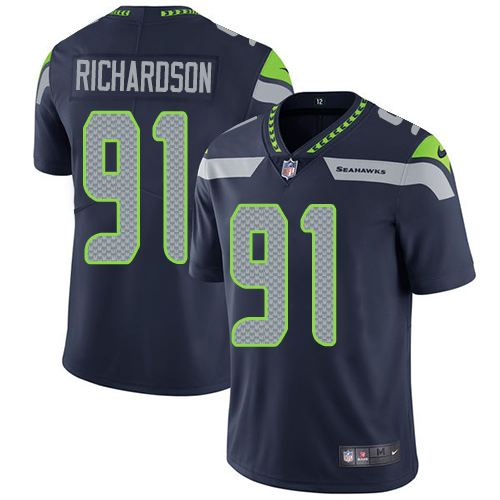 Men's Nike Seattle Seahawks #91 Sheldon Richardson Navy Blue Team Color Vapor Untouchable Limited Player NFL Jersey