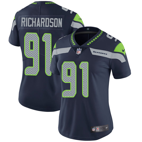 Women's Nike Seattle Seahawks #91 Sheldon Richardson Navy Blue Team Color Vapor Untouchable Limited Player NFL Jersey