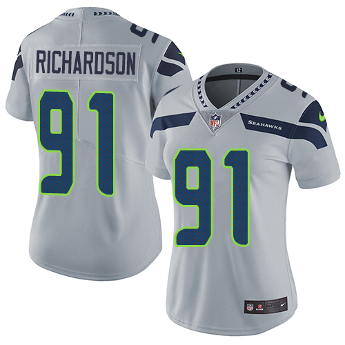 Women's Nike Seattle Seahawks #91 Sheldon Richardson Grey Alternate Vapor Untouchable Elite Player NFL Jersey