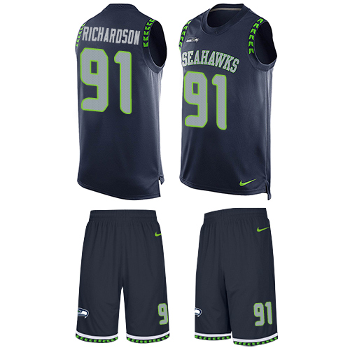 Men's Nike Seattle Seahawks #91 Sheldon Richardson Limited Steel Blue Tank Top Suit NFL Jersey