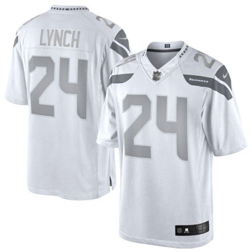 Men's Nike Seattle Seahawks #24 Marshawn Lynch Limited White Platinum NFL Jersey