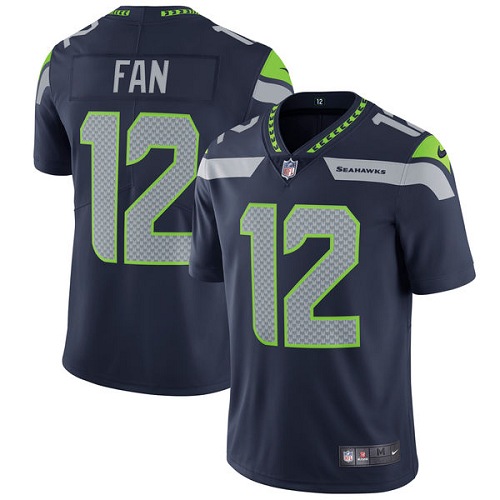 Youth Nike Seattle Seahawks 12th Fan Navy Blue Team Color Vapor Untouchable Limited Player NFL Jersey