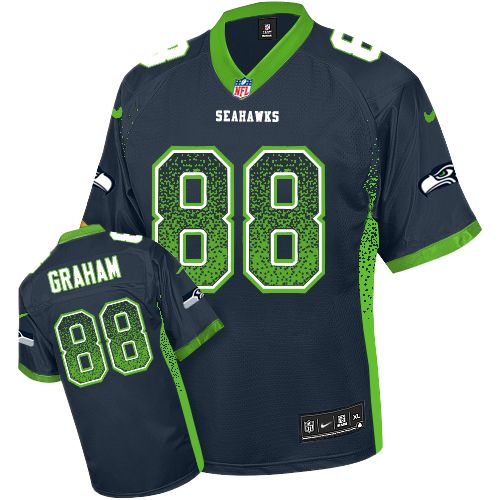 Men's Nike Seattle Seahawks #88 Jimmy Graham Elite Navy Blue Drift Fashion NFL Jersey