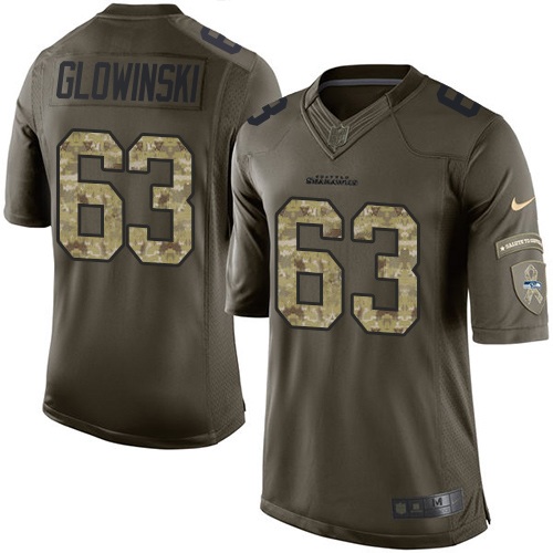 Men's Nike Seattle Seahawks #63 Mark Glowinski Limited Green Salute to Service NFL Jersey