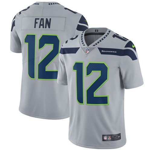 Men's Nike Seattle Seahawks 12th Fan Grey Alternate Vapor Untouchable Limited Player NFL Jersey