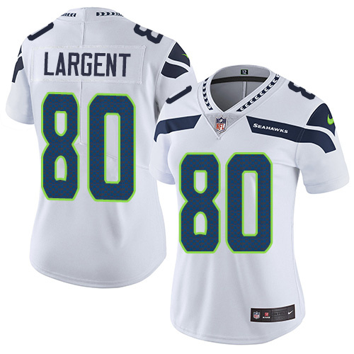 Women's Nike Seattle Seahawks #80 Steve Largent White Vapor Untouchable Elite Player NFL Jersey