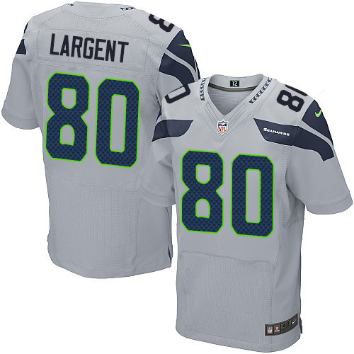 Men's Nike Seattle Seahawks #80 Steve Largent Elite Grey Alternate NFL Jersey