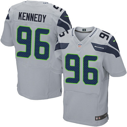 Men's Nike Seattle Seahawks #96 Cortez Kennedy Elite Grey Alternate NFL Jersey