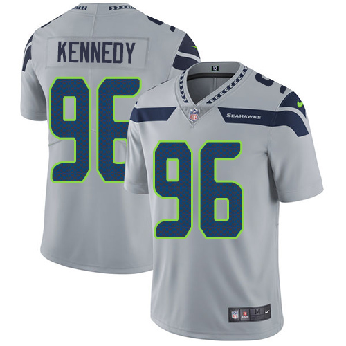 Men's Nike Seattle Seahawks #96 Cortez Kennedy Grey Alternate Vapor Untouchable Limited Player NFL Jersey