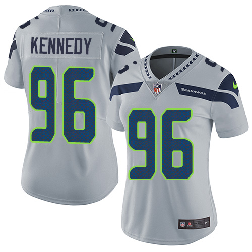 Women's Nike Seattle Seahawks #96 Cortez Kennedy Grey Alternate Vapor Untouchable Elite Player NFL Jersey