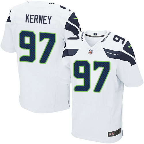 Men's Nike Seattle Seahawks #97 Patrick Kerney Elite White NFL Jersey