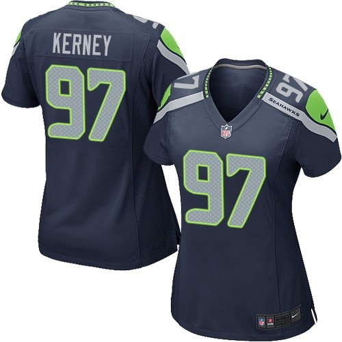 Women's Nike Seattle Seahawks #97 Patrick Kerney Game Navy Blue Team Color NFL Jersey