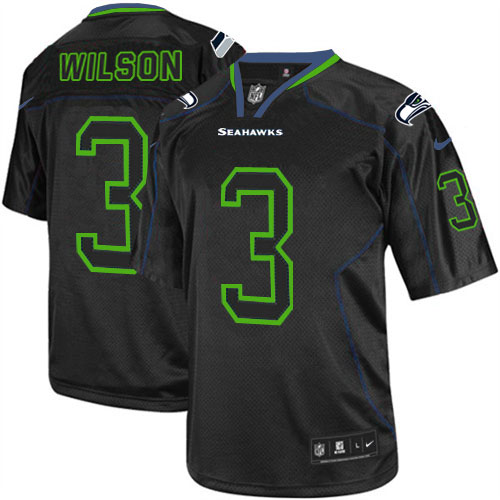 Men's Nike Seattle Seahawks #3 Russell Wilson Elite Lights Out Black NFL Jersey