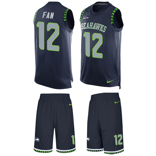 Men's Nike Seattle Seahawks 12th Fan Limited Steel Blue Tank Top Suit NFL Jersey