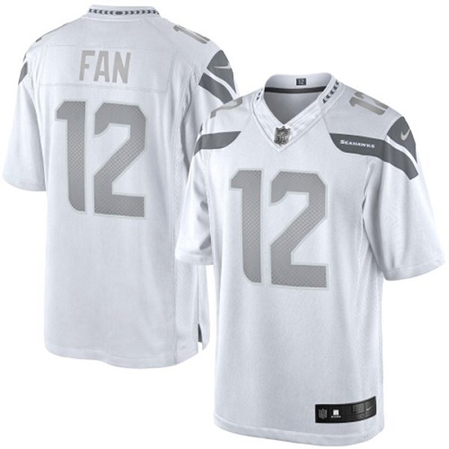 Men's Nike Seattle Seahawks 12th Fan Limited White Platinum NFL Jersey