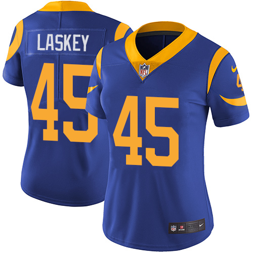 Women's Nike Los Angeles Rams #45 Zach Laskey Royal Blue Alternate Vapor Untouchable Limited Player NFL Jersey