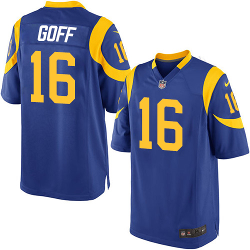 Men's Nike Los Angeles Rams #16 Jared Goff Game Royal Blue Alternate NFL Jersey
