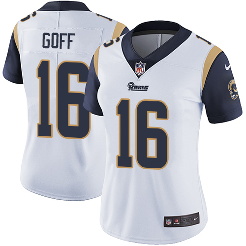 Women's Nike Los Angeles Rams #16 Jared Goff White Vapor Untouchable Elite Player NFL Jersey