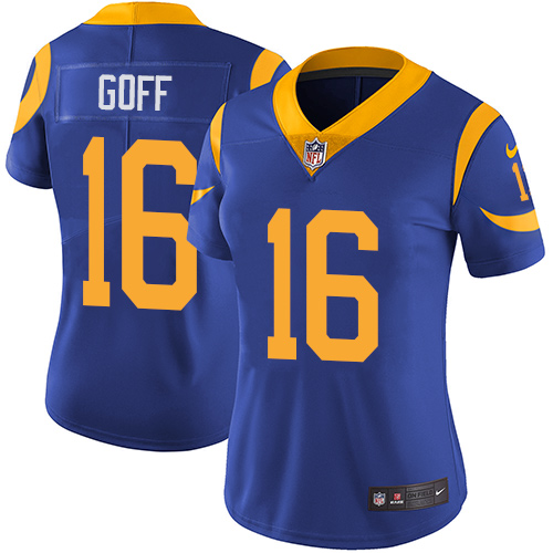Women's Nike Los Angeles Rams #16 Jared Goff Royal Blue Alternate Vapor Untouchable Elite Player NFL Jersey