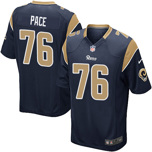 Men's Nike Los Angeles Rams #76 Orlando Pace Game Navy Blue Team Color NFL Jersey