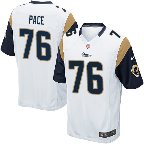 Men's Nike Los Angeles Rams #76 Orlando Pace Game White NFL Jersey