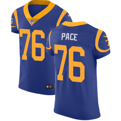 Men's Nike Los Angeles Rams #76 Orlando Pace Royal Blue Alternate Vapor Untouchable Elite Player NFL Jersey