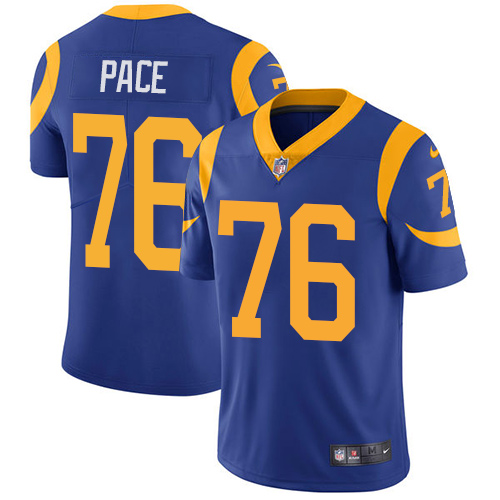 Men's Nike Los Angeles Rams #76 Orlando Pace Royal Blue Alternate Vapor Untouchable Limited Player NFL Jersey