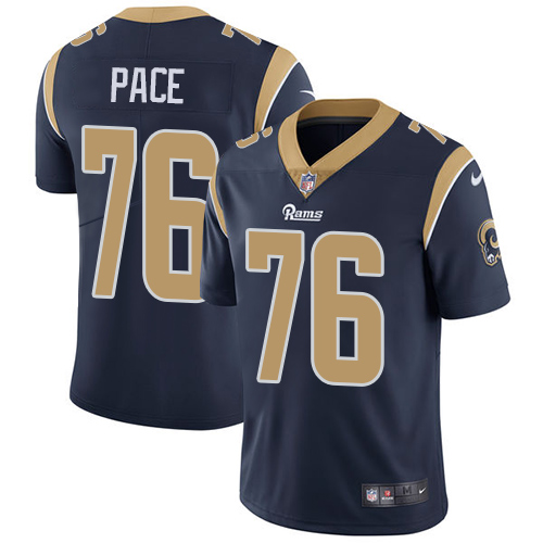 Youth Nike Los Angeles Rams #76 Orlando Pace Navy Blue Team Color Vapor Untouchable Limited Player NFL Jersey