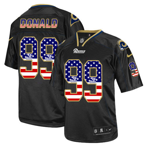 Men's Nike Los Angeles Rams #99 Aaron Donald Limited Black USA Flag Fashion NFL Jersey