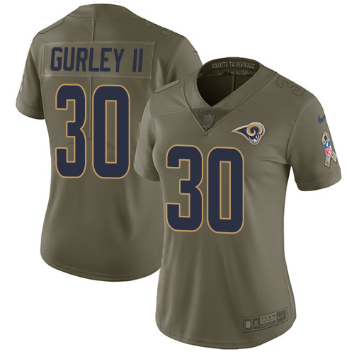 Women's Nike Los Angeles Rams #30 Todd Gurley Limited Olive 2017 Salute to Service NFL Jersey