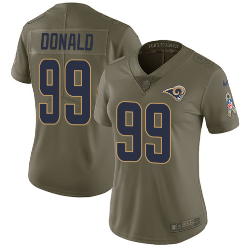 Women's Nike Los Angeles Rams #99 Aaron Donald Limited Olive 2017 Salute to Service NFL Jersey