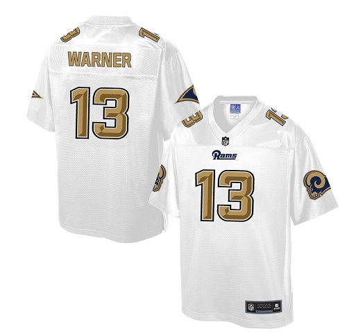 Men's Nike Los Angeles Rams #13 Kurt Warner Game White Pro Line Fashion NFL Jersey