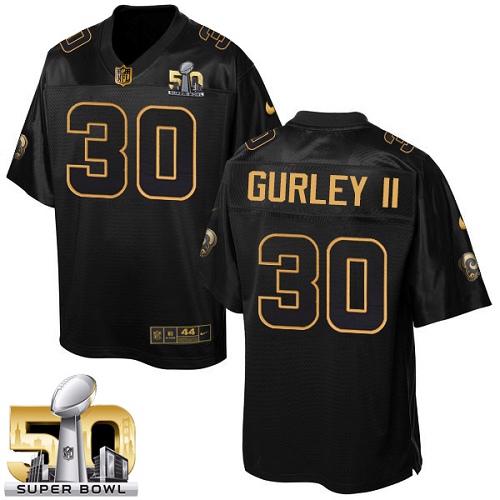 Men's Nike Los Angeles Rams #30 Todd Gurley Elite Black Pro Line Gold Collection NFL Jersey