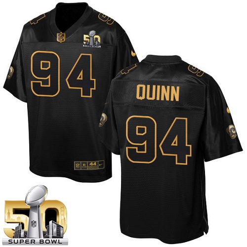 Men's Nike Los Angeles Rams #94 Robert Quinn Elite Black Pro Line Gold Collection NFL Jersey