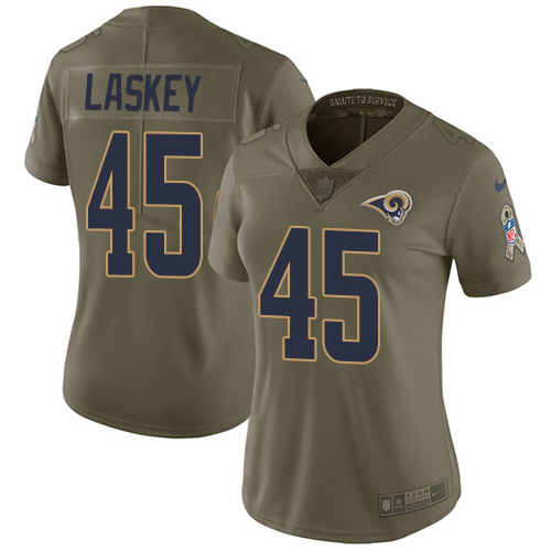 Women's Nike Los Angeles Rams #45 Zach Laskey Limited Olive 2017 Salute to Service NFL Jersey