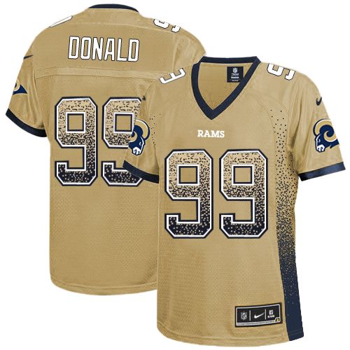 Women's Nike Los Angeles Rams #99 Aaron Donald Limited Gold Drift Fashion NFL Jersey